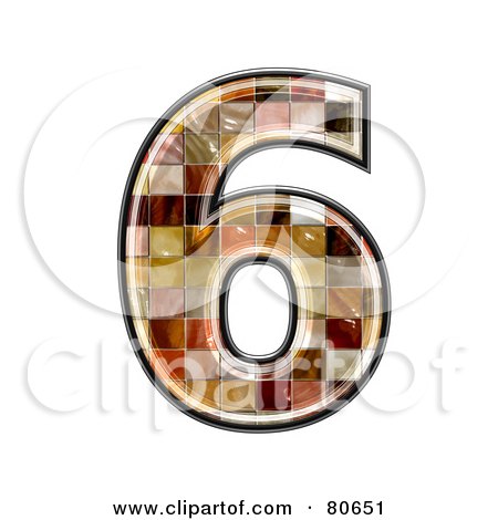 Royalty-Free (RF) Clipart Illustration of a Ceramic Tile Symbol; Number 6 by chrisroll
