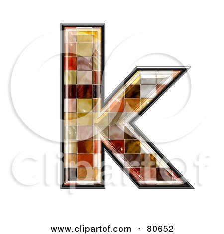 Royalty-Free (RF) Clipart Illustration of a Ceramic Tile Symbol; Lowercase Letter k by chrisroll