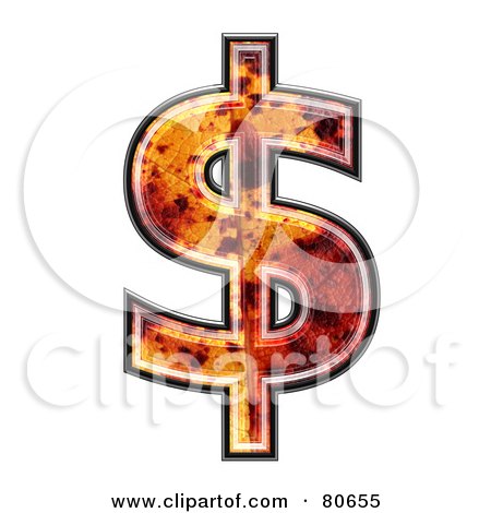 Royalty-Free (RF) Clipart Illustration of an Autumn Leaf Texture Symbol; Dollar by chrisroll