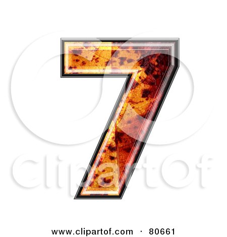 Royalty-Free (RF) Clipart Illustration of an Autumn Leaf Texture Symbol; Number 7 by chrisroll