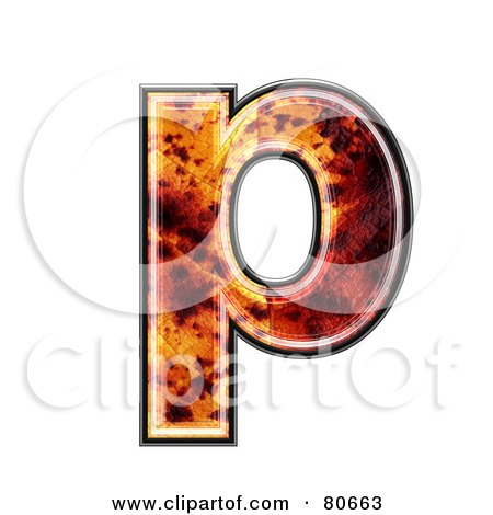 Royalty-Free (RF) Clipart Illustration of an Autumn Leaf Texture Symbol; Lowercase Letter p by chrisroll