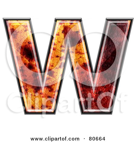 Royalty-Free (RF) Clipart Illustration of an Autumn Leaf Texture Symbol; Capital Letter W by chrisroll