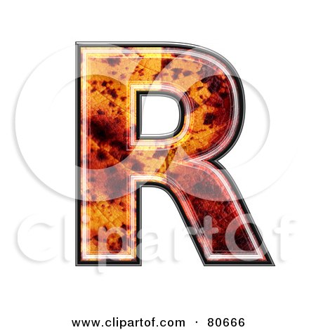 Royalty-Free (RF) Clipart Illustration of an Autumn Leaf Texture Symbol; Capital Letter R by chrisroll