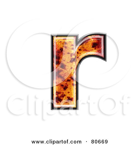 Royalty-Free (RF) Clipart Illustration of an Autumn Leaf Texture Symbol; Lowercase Letter r by chrisroll