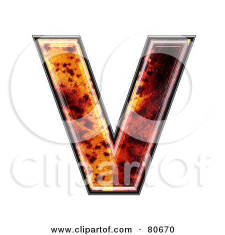 Royalty-Free (RF) Clipart Illustration of an Autumn Leaf Texture Symbol; Capital Letter V by chrisroll