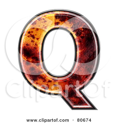 Royalty-Free (RF) Clipart Illustration of an Autumn Leaf Texture Symbol; Capital Letter Q by chrisroll