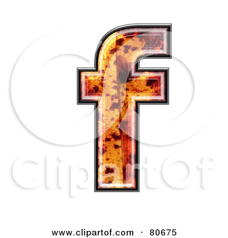 Royalty-Free (RF) Clipart Illustration of an Autumn Leaf Texture Symbol; Lowercase Letter f by chrisroll