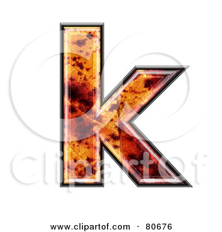 Royalty-Free (RF) Clipart Illustration of an Autumn Leaf Texture Symbol; Lowercase Letter k by chrisroll
