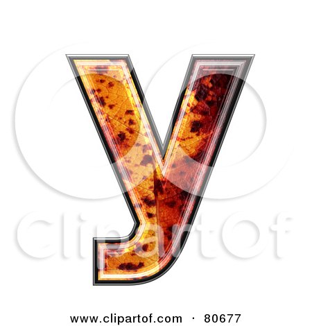 Royalty-Free (RF) Clipart Illustration of an Autumn Leaf Texture Symbol; Lowercase Letter y by chrisroll