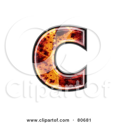 Royalty-Free (RF) Clipart Illustration of an Autumn Leaf Texture Symbol; Lowercase Letter c by chrisroll