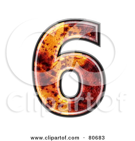Royalty-Free (RF) Clipart Illustration of an Autumn Leaf Texture Symbol; Number 6 by chrisroll