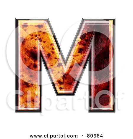 Royalty-Free (RF) Clipart Illustration of an Autumn Leaf Texture Symbol; Capital Letter M by chrisroll