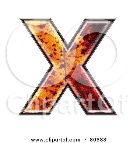 Royalty-Free (RF) Clipart Illustration of an Autumn Leaf Texture Symbol; Capital Letter X by chrisroll