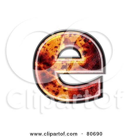 Royalty-Free (RF) Clipart Illustration of an Autumn Leaf Texture Symbol; Lowercase Letter e by chrisroll