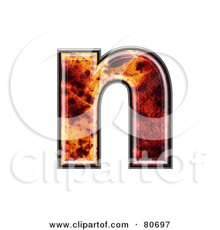 Royalty-Free (RF) Clipart Illustration of an Autumn Leaf Texture Symbol; Lowercase Letter n by chrisroll
