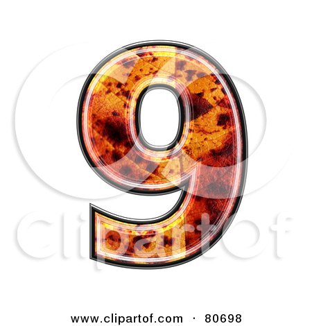 Royalty-Free (RF) Clipart Illustration of an Autumn Leaf Texture Symbol; Number 9 by chrisroll