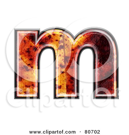 Royalty-Free (RF) Clipart Illustration of an Autumn Leaf Texture Symbol; Lowercase Letter m by chrisroll