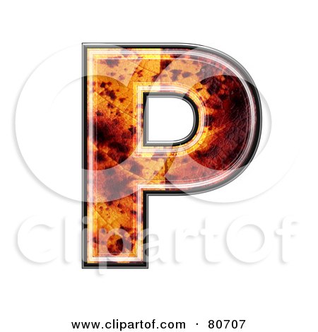 Royalty-Free (RF) Clipart Illustration of an Autumn Leaf Texture Symbol; Capital Letter P by chrisroll