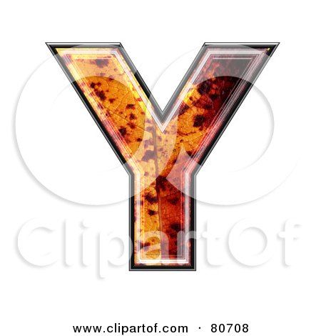 Royalty-Free (RF) Clipart Illustration of an Autumn Leaf Texture Symbol; Capital Letter Y by chrisroll