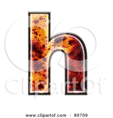 Royalty-Free (RF) Clipart Illustration of an Autumn Leaf Texture Symbol; Lowercase Letter h by chrisroll