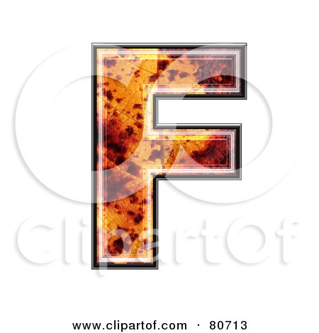 Royalty-Free (RF) Clipart Illustration of an Autumn Leaf Texture Symbol; Capital Letter F by chrisroll