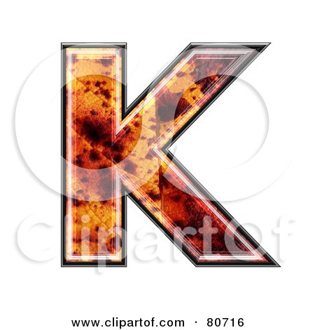 Royalty-Free (RF) Clipart Illustration of an Autumn Leaf Texture Symbol; Capital Letter K by chrisroll