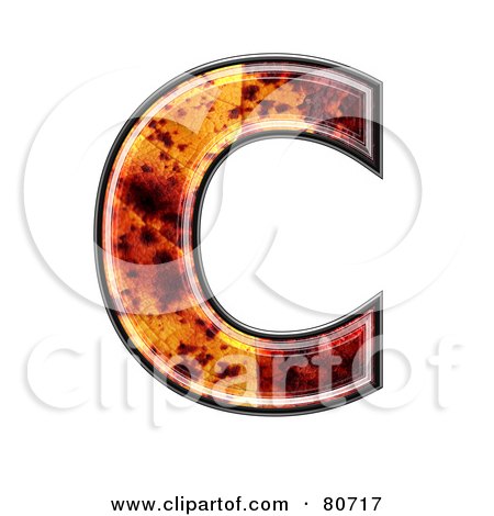 Royalty-Free (RF) Clipart Illustration of an Autumn Leaf Texture Symbol; Capital Letter C by chrisroll