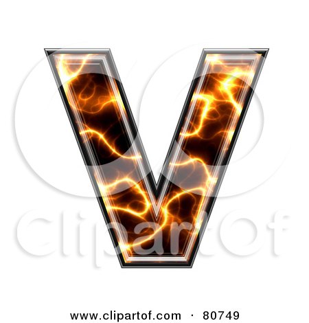 Royalty-Free (RF) Clipart Illustration of an Electric Symbol; Capitol Letter V by chrisroll