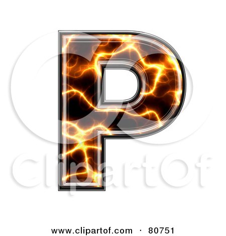 Royalty-Free (RF) Clipart Illustration of an Electric Symbol; Capitol Letter P by chrisroll