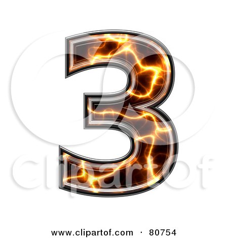 Royalty-Free (RF) Clipart Illustration of an Electric Symbol; Number 3 by chrisroll