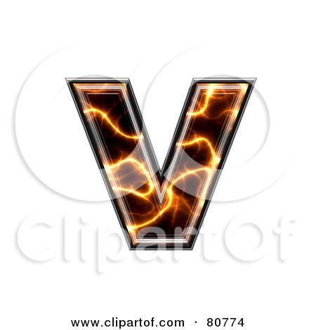Royalty-Free (RF) Clipart Illustration of an Electric Symbol; Lowercase Letter V by chrisroll