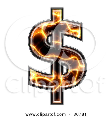 Royalty-Free (RF) Clipart Illustration of an Electric Symbol; Dollar by chrisroll