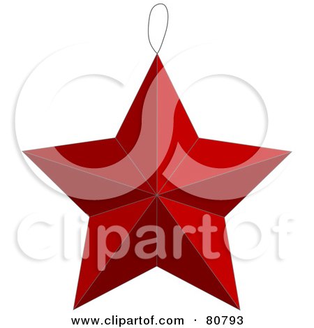 Royalty-Free (RF) Clipart Illustration of a Red Christmas Tree Star Ornament by Pams Clipart