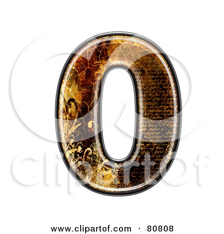 Royalty-Free (RF) Clipart Illustration of a Grunge Texture Symbol; Number 0 by chrisroll
