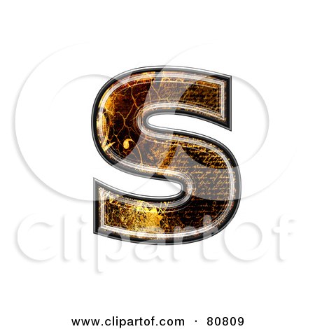 Royalty-Free (RF) Clipart Illustration of a Grunge Texture Symbol; Lowercase Letter s by chrisroll
