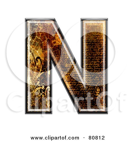 Royalty-Free (RF) Clipart Illustration of a Grunge Texture Symbol; Capitol Letter N by chrisroll