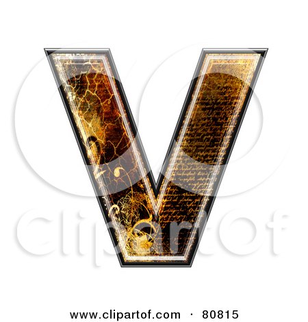 Royalty-Free (RF) Clipart Illustration of a Grunge Texture Symbol; Capitol Letter V by chrisroll