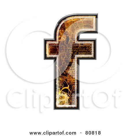 Royalty-Free (RF) Clipart Illustration of a Grunge Texture Symbol; Lowercase Letter f by chrisroll
