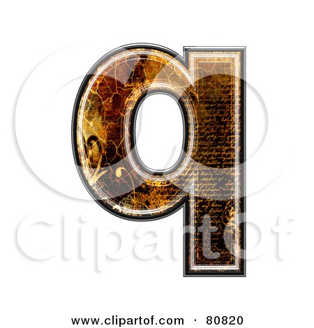 Royalty-Free (RF) Clipart Illustration of a Grunge Texture Symbol; Lowercase Letter q by chrisroll