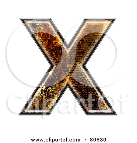 Royalty-Free (RF) Clipart Illustration of a Grunge Texture Symbol; Capitol Letter X by chrisroll