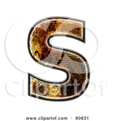 Royalty-Free (RF) Clipart Illustration of a Grunge Texture Symbol; Capitol Letter S by chrisroll