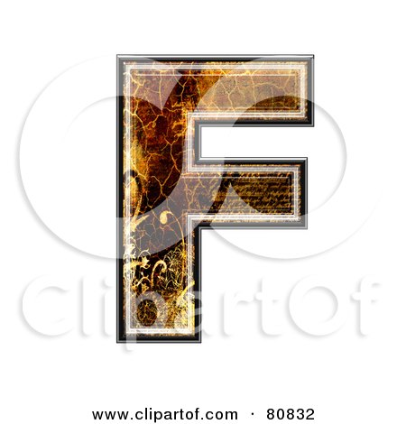 Royalty-Free (RF) Clipart Illustration of a Grunge Texture Symbol; Capitol Letter F by chrisroll