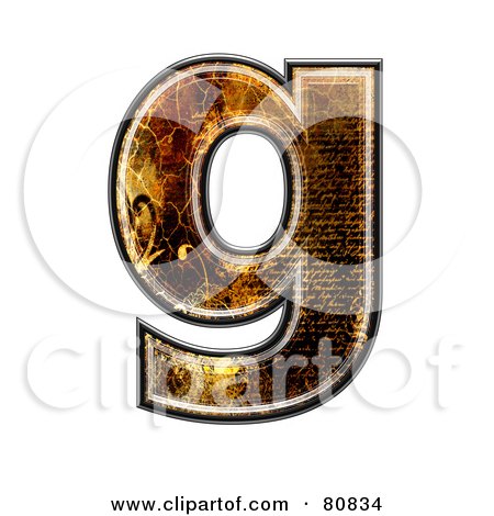Royalty-Free (RF) Clipart Illustration of a Grunge Texture Symbol; Lowercase Letter g by chrisroll