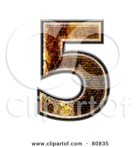 Royalty-Free (RF) Clipart Illustration of a Grunge Texture Symbol; Number 5 by chrisroll