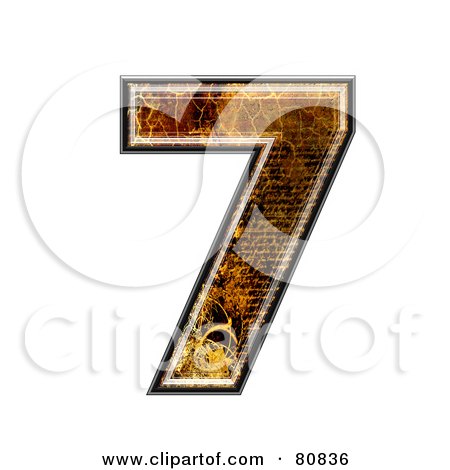 Royalty-Free (RF) Clipart Illustration of a Grunge Texture Symbol; Number 7 by chrisroll