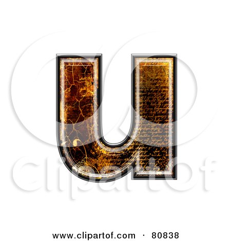 Royalty-Free (RF) Clipart Illustration of a Grunge Texture Symbol; Lowercase Letter u by chrisroll