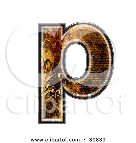 Royalty-Free (RF) Clipart Illustration of a Grunge Texture Symbol; Lowercase Letter p by chrisroll