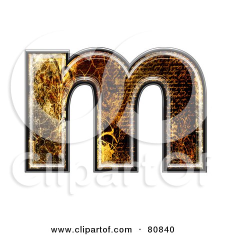 Royalty-Free (RF) Clipart Illustration of a Grunge Texture Symbol; Lowercase Letter m by chrisroll