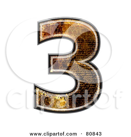 Royalty-Free (RF) Clipart Illustration of a Grunge Texture Symbol; Number 3 by chrisroll