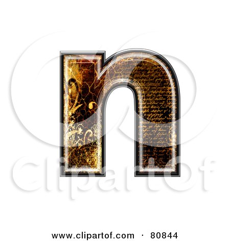 Royalty-Free (RF) Clipart Illustration of a Grunge Texture Symbol; Lowercase Letter n by chrisroll